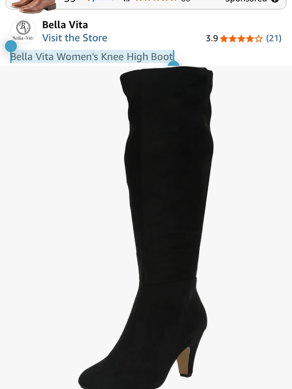 Bella Vita Black Over-the-Knee Suede Boot